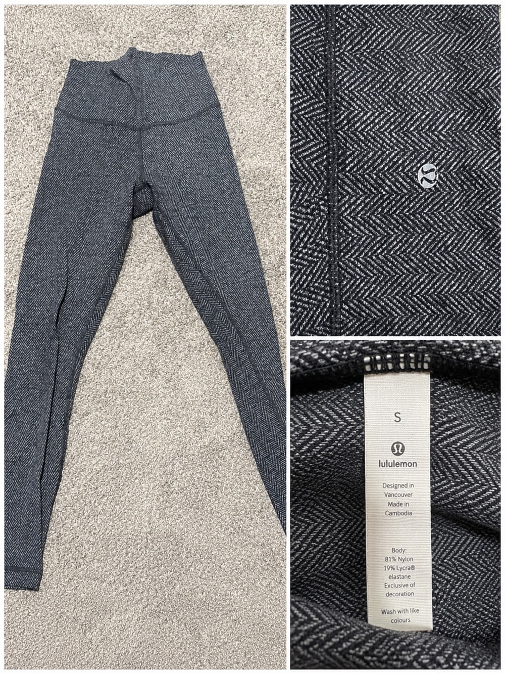 lululemon athletica Black and White Herringbone High-Rise Leggings